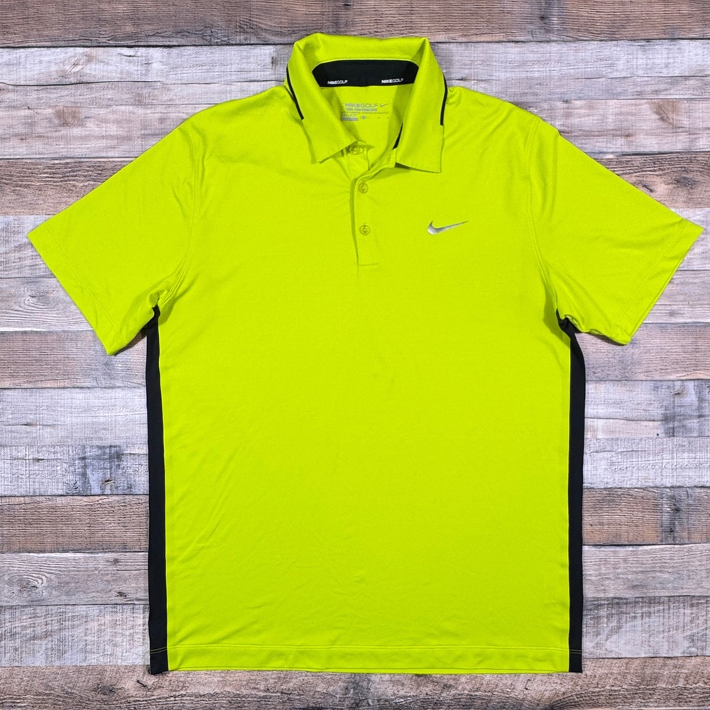 Nike Golf Tour Performance Polo Shirt Mens Large Neon Lime Green Dri-FIT